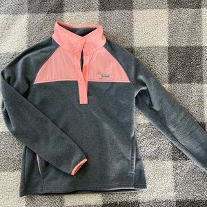 Columbia Sportswear retro half button neon pink sweatshirt